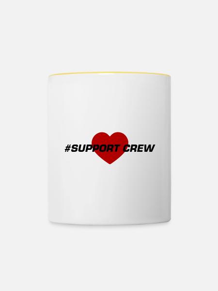 Support Crew Herz Liebe - Tasse zweifarbig - Weiß/Gelb