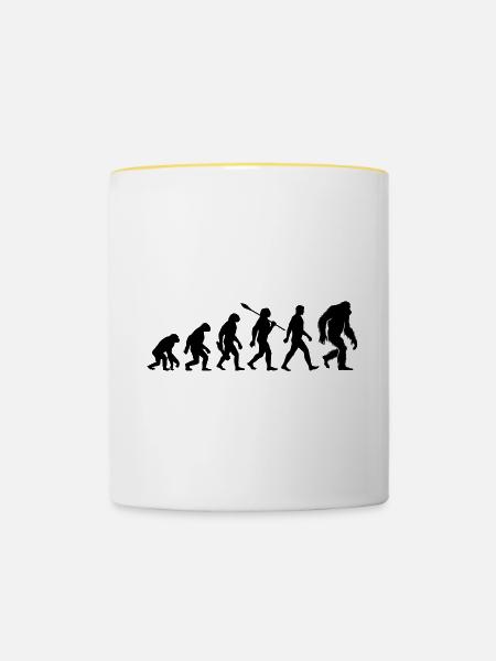 Evolution - Bigfoot - Yeti - Tasse zweifarbig - Weiß/Gelb