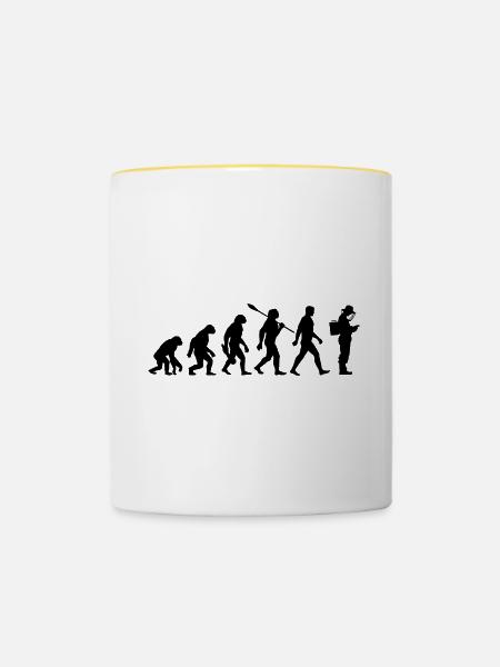 Evolution - Imker - Bienen - Bienenzucht - Tasse zweifarbig - Weiß/Gelb