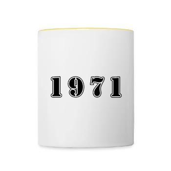1971 Jahr Geburtstag - Tasse zweifarbig - Weiß/Gelb - Vorne