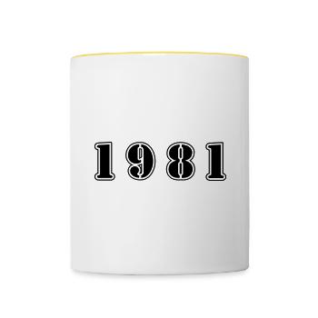 1981 Jahr Geburtstag - Tasse zweifarbig - Weiß/Gelb - Vorne