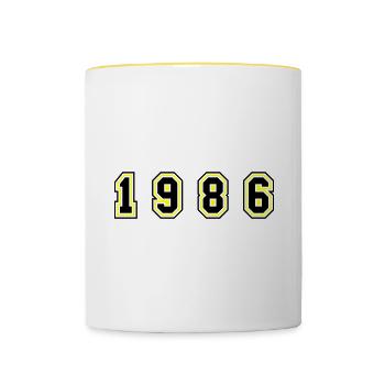 1986 Year Number - Contrasting Mug - white/yellow - Front