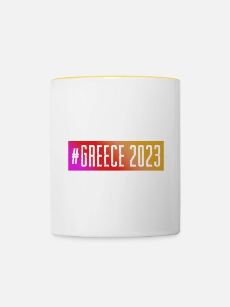 Greece 2023 - Tasse zweifarbig - Weiß/Gelb