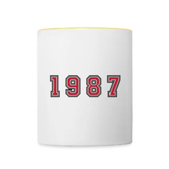 1987 year number - Contrasting Mug - white/yellow - Front