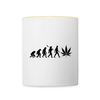 Evolution Cannabis - Hemp - Smoking weed legal - Contrasting Mug - white/yellow - Front