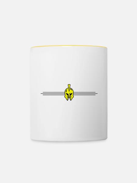 Spartaner Helm Logo - Tasse zweifarbig - Weiß/Gelb