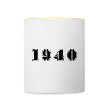 1940 year birthday - Contrasting Mug - white/yellow - Front