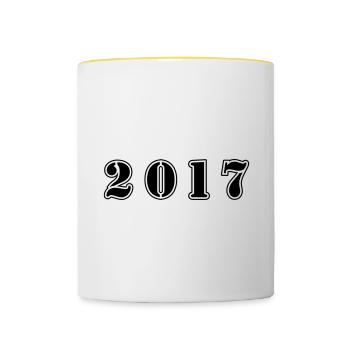 2017 Jahr Geburtstag - Tasse zweifarbig - Weiß/Gelb - Vorne