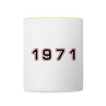 1971 Jahr Zahl - Tasse zweifarbig - Weiß/Gelb - Vorne