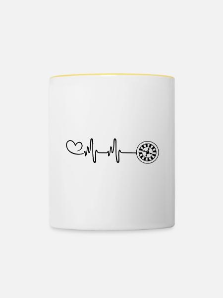 Roulette Puls Herz - Tasse zweifarbig - Weiß/Gelb
