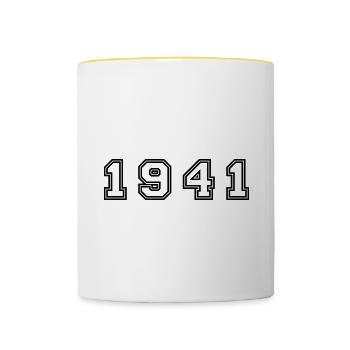 1941 Year Number - Contrasting Mug - white/yellow - Front