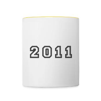 2011 Jahr Zahl - Tasse zweifarbig - Weiß/Gelb - Vorne