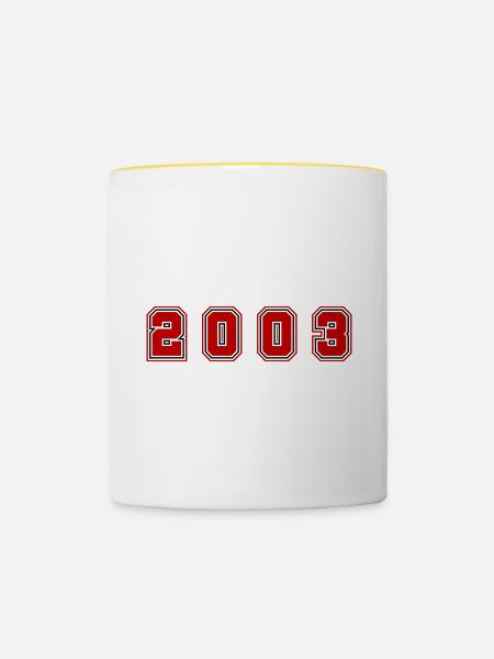 2003 Jahr Zahl - Tasse zweifarbig - Weiß/Gelb