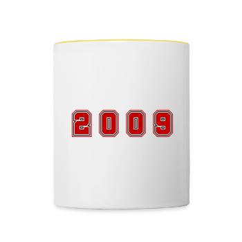2009 Year Number - Contrasting Mug - white/yellow - Front