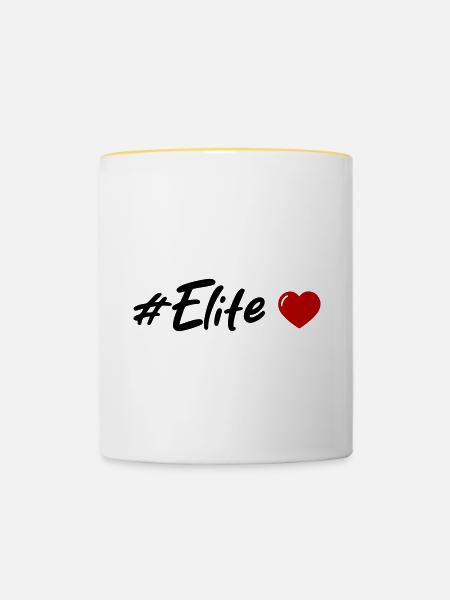 Elite Herz - Tasse zweifarbig - Weiß/Gelb