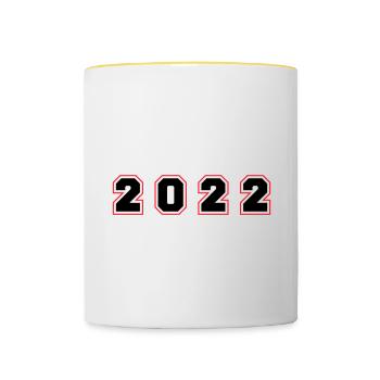 2022 Year Number - Contrasting Mug - white/yellow - Front