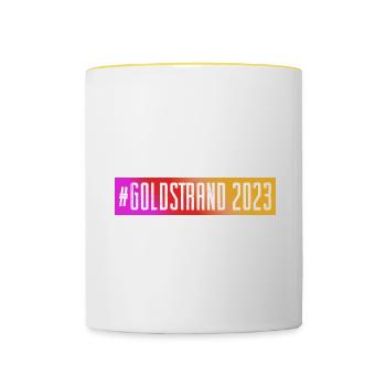 Goldstrand 2023 - Tasse zweifarbig - Weiß/Gelb - Vorne