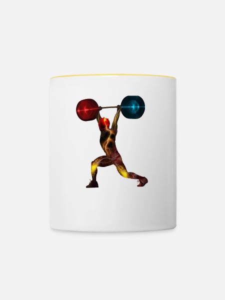Weightlifting - Contrasting Mug - white/yellow