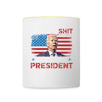 Je pourrais chier un meilleur président, drôle d’anti - Mug contrasté - blanc/jaune - Devant