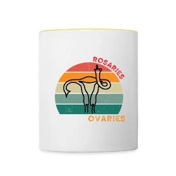 Keep your rosaries off my ovaries - Pro Choice - Contrasting Mug - white/yellow - Front