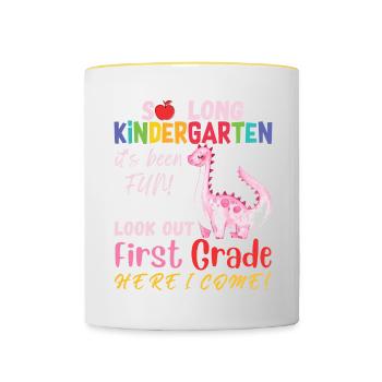 So long Kindergarten it's been fun, look out 1st - Contrasting Mug - white/yellow - Front