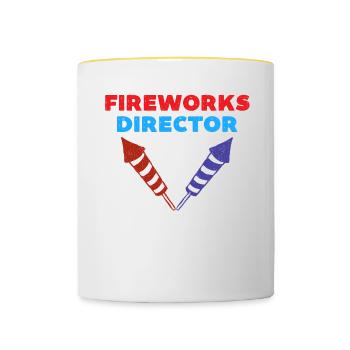 Feuerwerksdirektor lustig 4. Juli - Tasse zweifarbig - Weiß/Gelb - Vorne