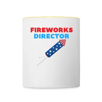 Feuerwerksdirektor lustig 4. Juli - Tasse zweifarbig - Weiß/Gelb - Vorne