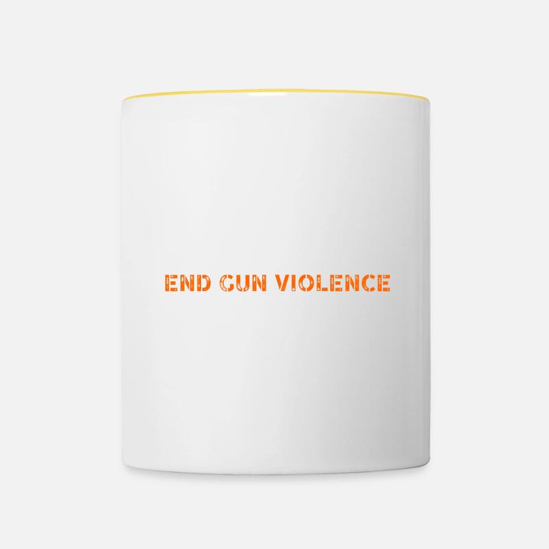 End Gun Violence American flag - Contrasting Mug - white/yellow