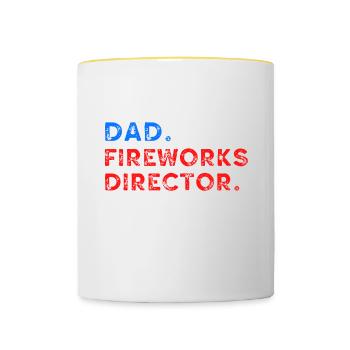Mari Papa Directeur des feux d’artifice 4 juillet papa - Mug contrasté - blanc/jaune - Devant
