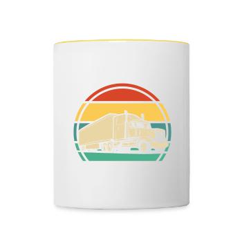 I'll be in my office trucker, funny truck driver - Contrasting Mug - white/yellow - Front