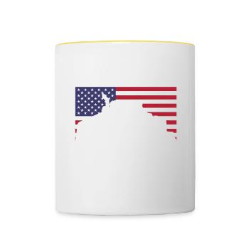 I'll be in my office trucker, funny truck driver - Contrasting Mug - white/yellow - Front