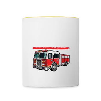 I'll be in my office Firefighter, funny fire - Contrasting Mug - white/yellow - Front