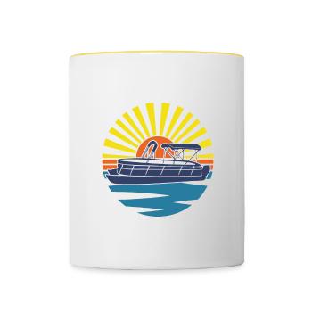 Coming in hot, funny pontoon boat - Contrasting Mug - white/yellow - Front