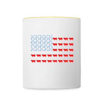 Brisketarian, drôle de barbecue drapeau américain - Mug contrasté - blanc/jaune - Devant
