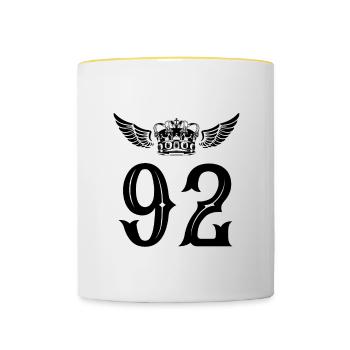 92 Number crown - Contrasting Mug - white/yellow - Front