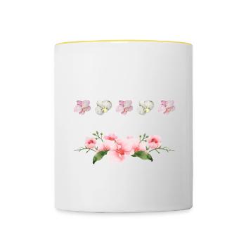 Nur noch eine Orchidee, die ich verspreche - Tasse zweifarbig - Weiß/Gelb - Vorne