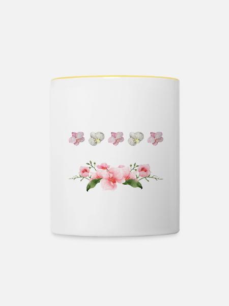 Nur noch eine Orchidee, die ich verspreche - Tasse zweifarbig - Weiß/Gelb