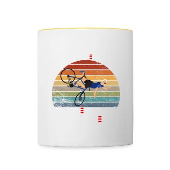 Running the country is like riding a bike, funny - Contrasting Mug - white/yellow - Front