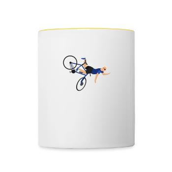 Running the country is like riding a bike, funny - Contrasting Mug - white/yellow - Front