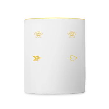 Trop béni pour être stressé, drôle de yoga zen - Mug contrasté - blanc/jaune - Devant