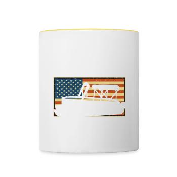 Dad the man the myth the pontoon captain - Contrasting Mug - white/yellow - Front