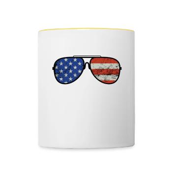 stars stripes reproductive rights pro choice - Contrasting Mug - white/yellow - Front