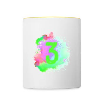3 Nombre d’objets blob - Mug contrasté - blanc/jaune - Devant