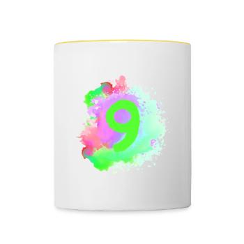9 Nombre d’objets blob - Mug contrasté - blanc/jaune - Devant