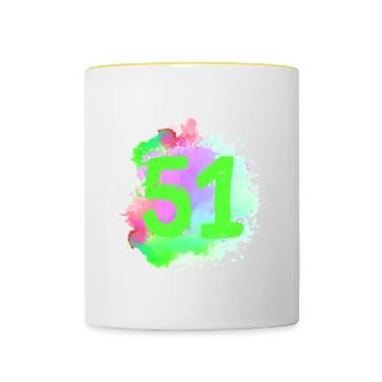 51 Nombre d’objets blob - Mug contrasté - blanc/jaune - Devant