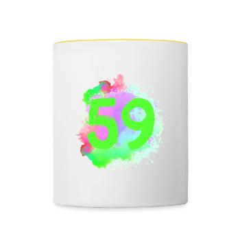 59 Nombre d’objets blob - Mug contrasté - blanc/jaune - Devant