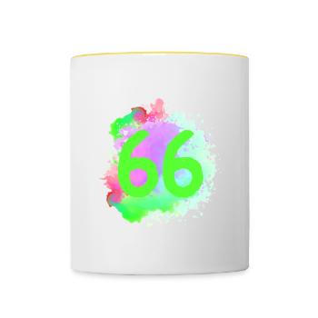 66 Nombre d’objets blob - Mug contrasté - blanc/jaune - Devant