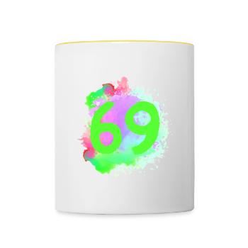 69 Nombre d’objets blob - Mug contrasté - blanc/jaune - Devant