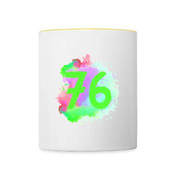 76 Nombre d’objets blob - Mug contrasté - blanc/jaune - Devant