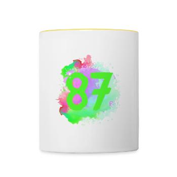 87 Nombre d’objets blob - Mug contrasté - blanc/jaune - Devant